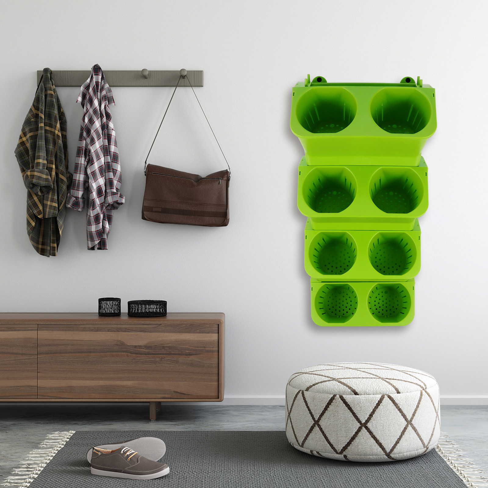 Self-Watering Planter - 4-delige verticale wandplanterset, zelfwaterend, 2-vakjes ontwerp