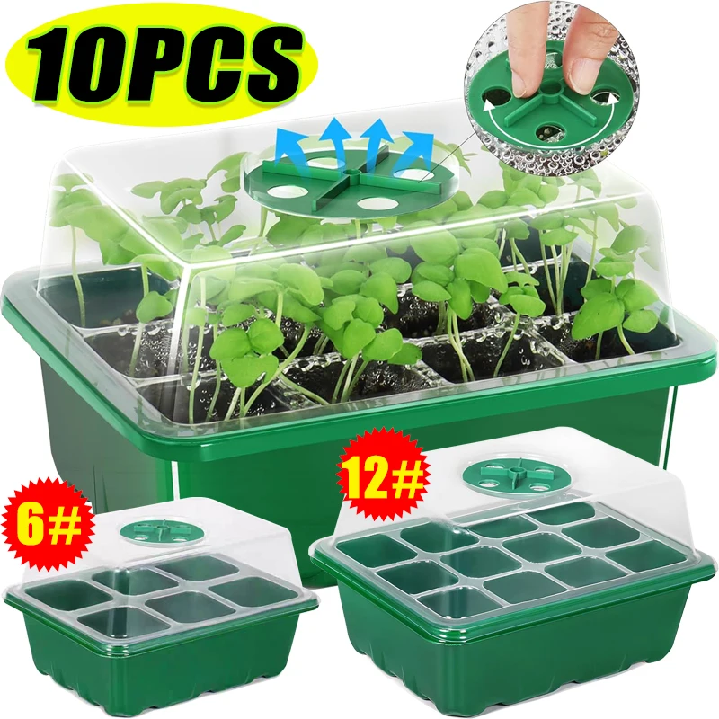 Propagation Tray Dome - 6/12-delige kweekbakjes zaadstartset met verstelbare vochtigheidsdome,