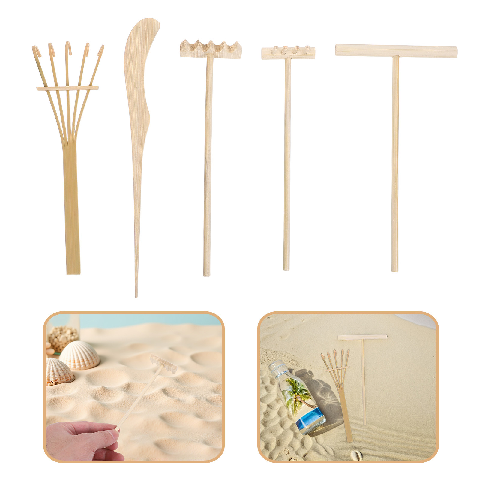 Gardening Tools Drawing - 5 stuks mini bamboe zandtuin hark