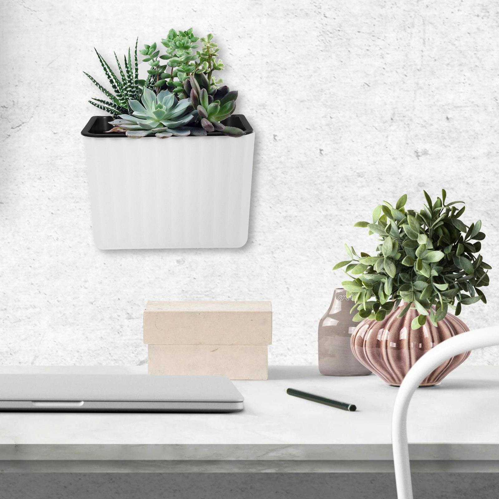 Self-Watering Planter - 2 stuks wandbevestigbare bloempotten, zelfwatergevende plantenbakken,