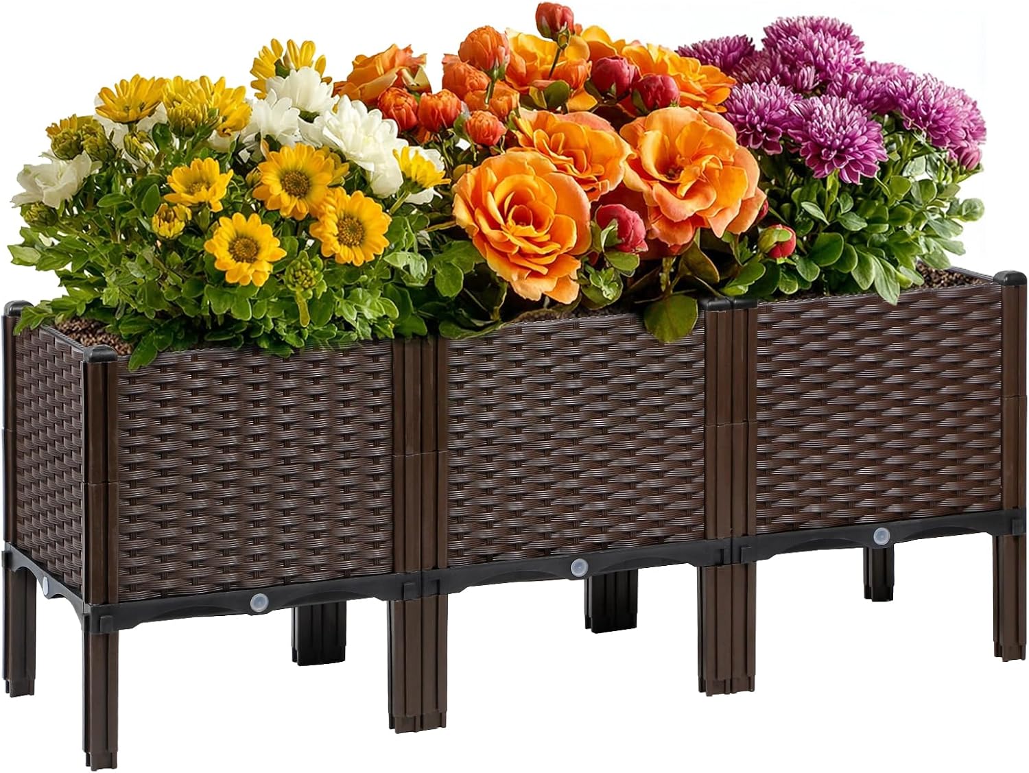 Self-Watering Planter - Buitenplantbak van rotan, natuurlijke kleur, zelfwatergevend