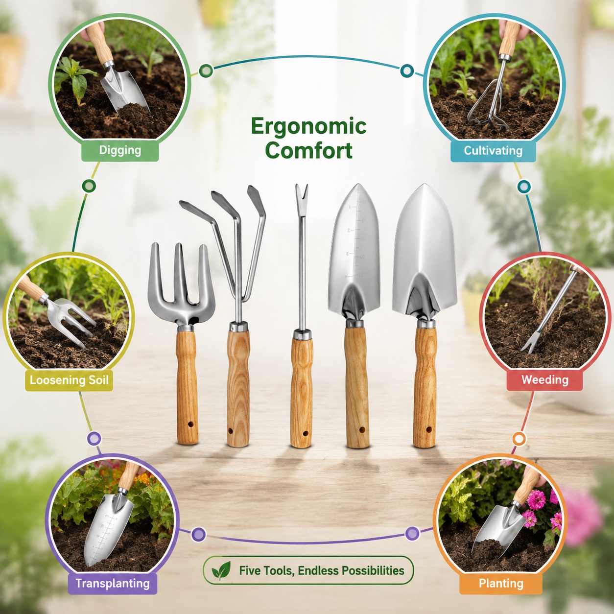 5-delige mini-tuinwerkset voor - Spade Digging Fork recensie en prijs