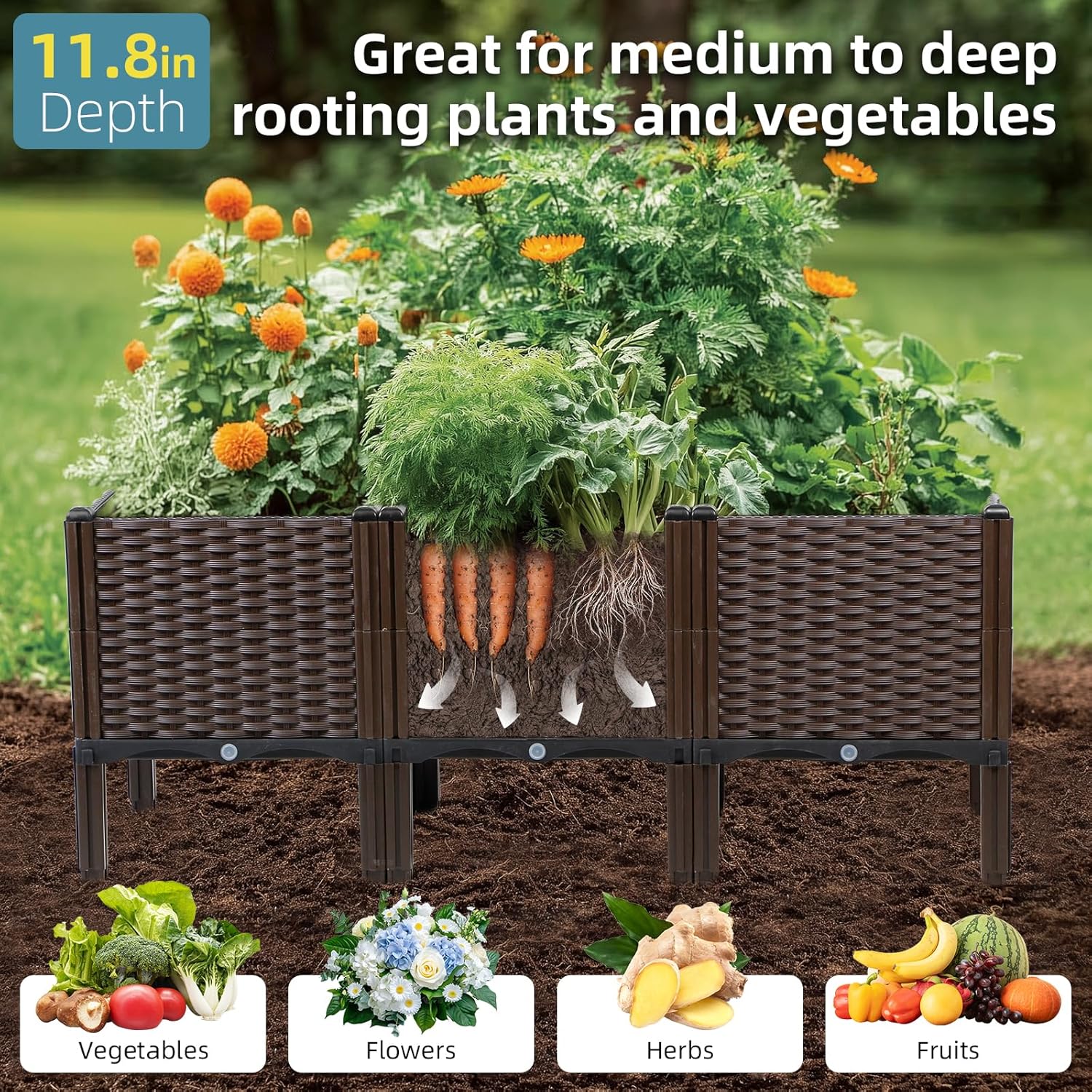 Buitenplantbak van rotan, natu - Self-Watering Planter recensie en prijs